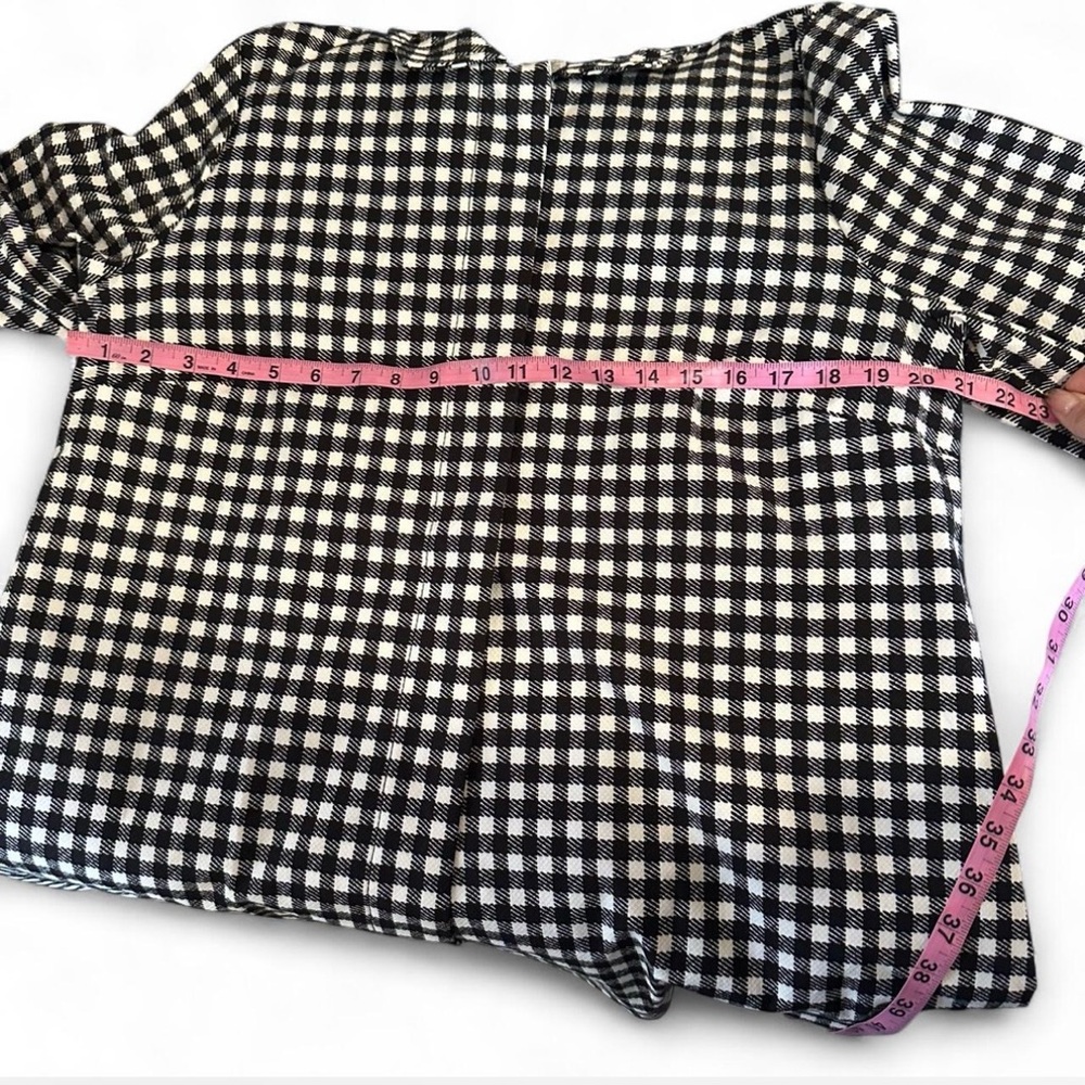Chico's Black and White Gingham Trench Coat - Picture 4 of 6